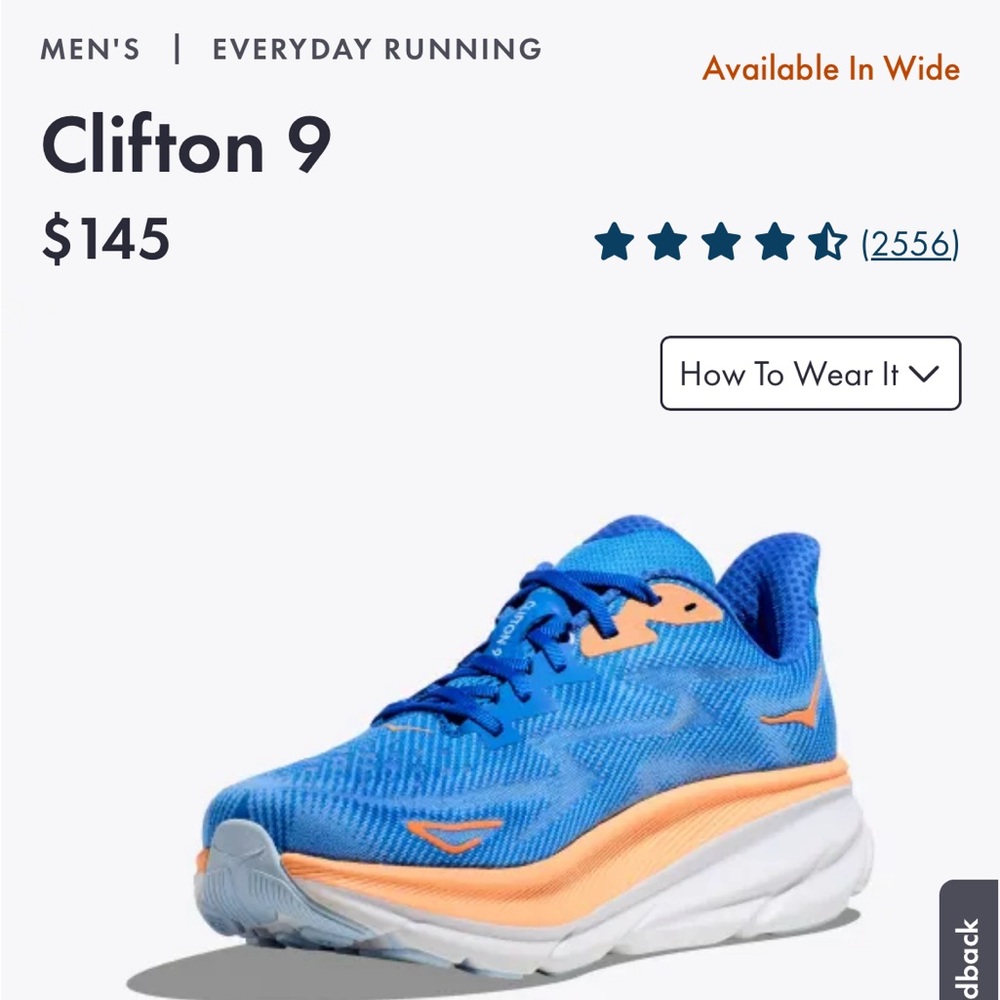 Hoka Men’s Clifton 9 Wide